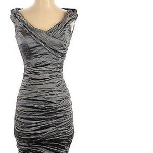 Nicole Miller women's sheath, ruched, gray dress size 2